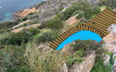 Plan d'intrégration de la piscine à flanc de colline pour le dépôt d'autorisation de travaux par Yunta Genèse